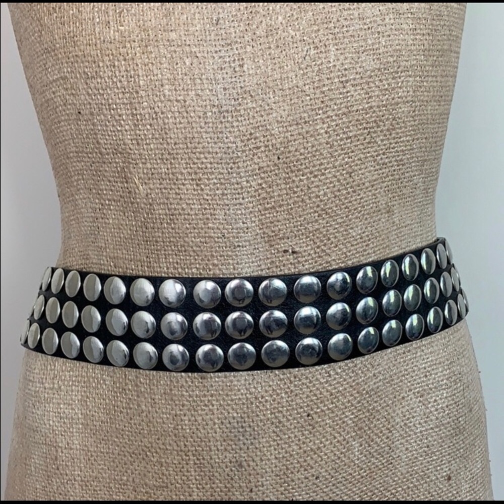 Faux Leather Belt w/Sliver Studs 40 inches